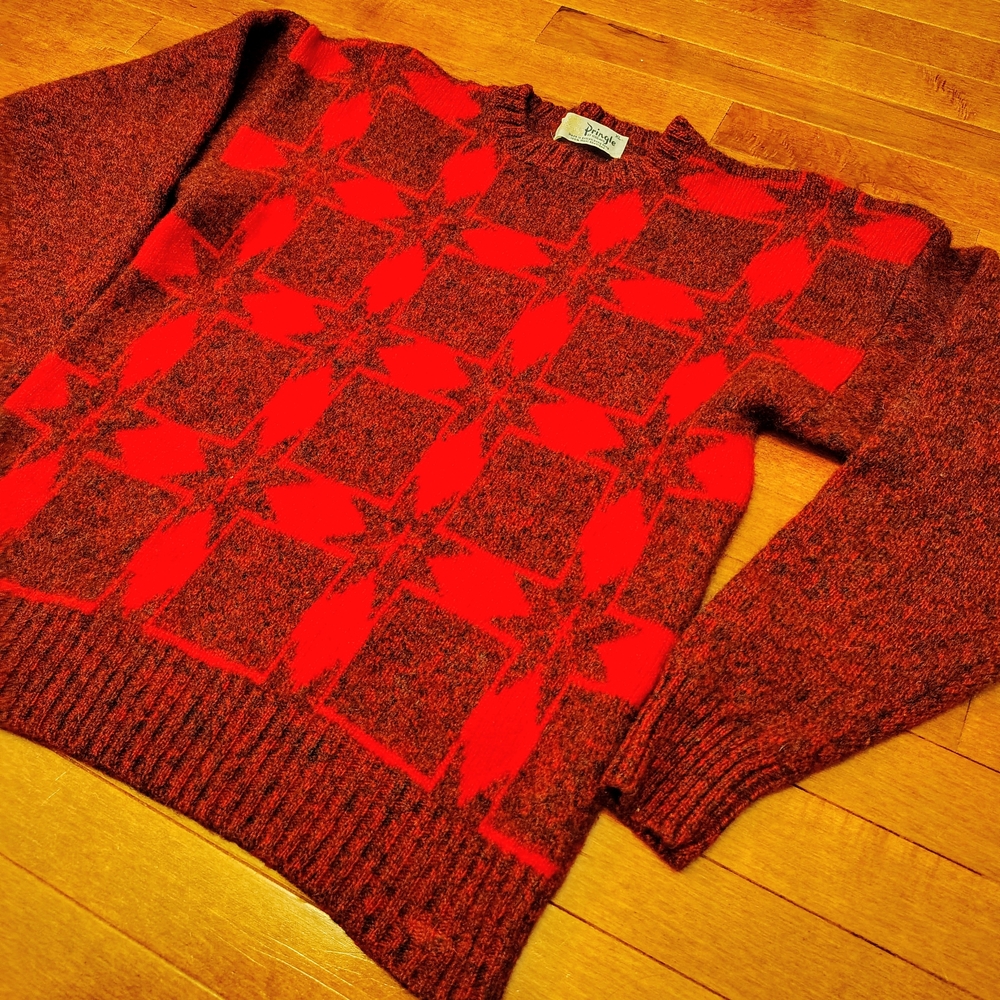 COLLECTOR: Vintage Pringle of Scotland Gold Tag 100% Shetland Wool Sweater XL(M)